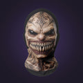Full-head mesh mask printed with a decayed ghoul face