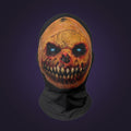 Full-head mesh mask printed with a rotten pumpkin skull face