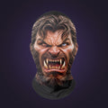 Full-head mesh mask printed with a snarling werewolf face
