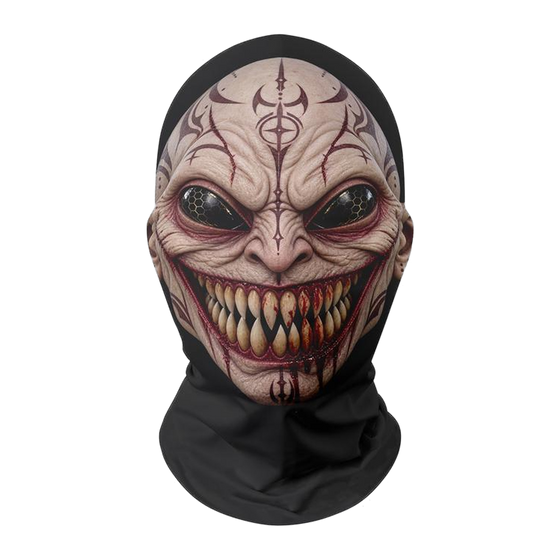 Tattooed Demon Scary Halloween Full-Head Mesh Mask