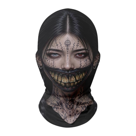Tattooed Stitched Witch Scary Halloween Full-Head Mesh Mask