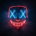 X-eye LED mask with blue eyes and a red outline